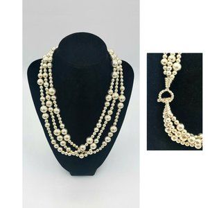 Tiffany & Co. Sterling Silver Triple Torsade Necklace 3-Strand Bead Ball Toggle